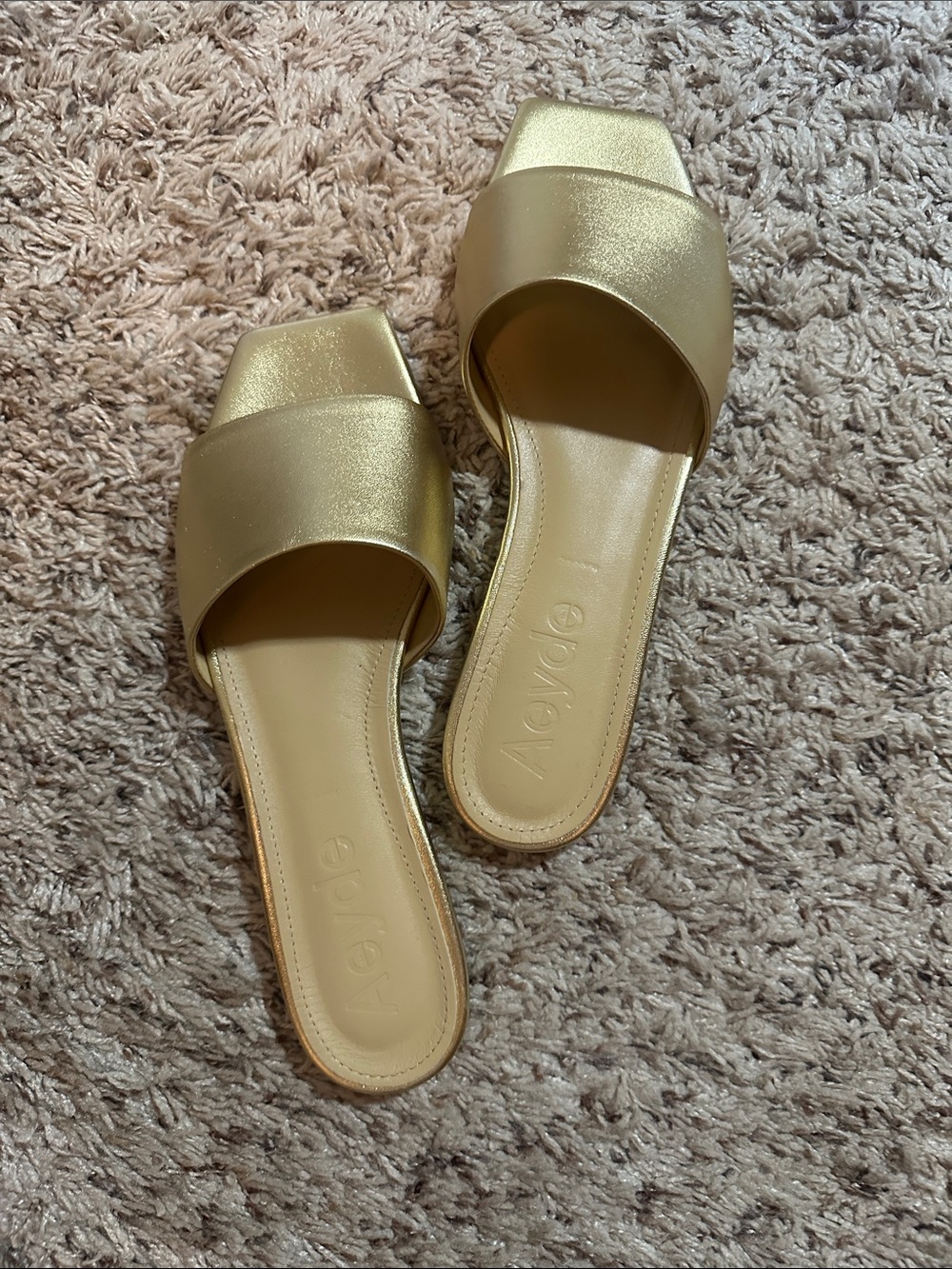 Aeyde Metallic Gold Slides